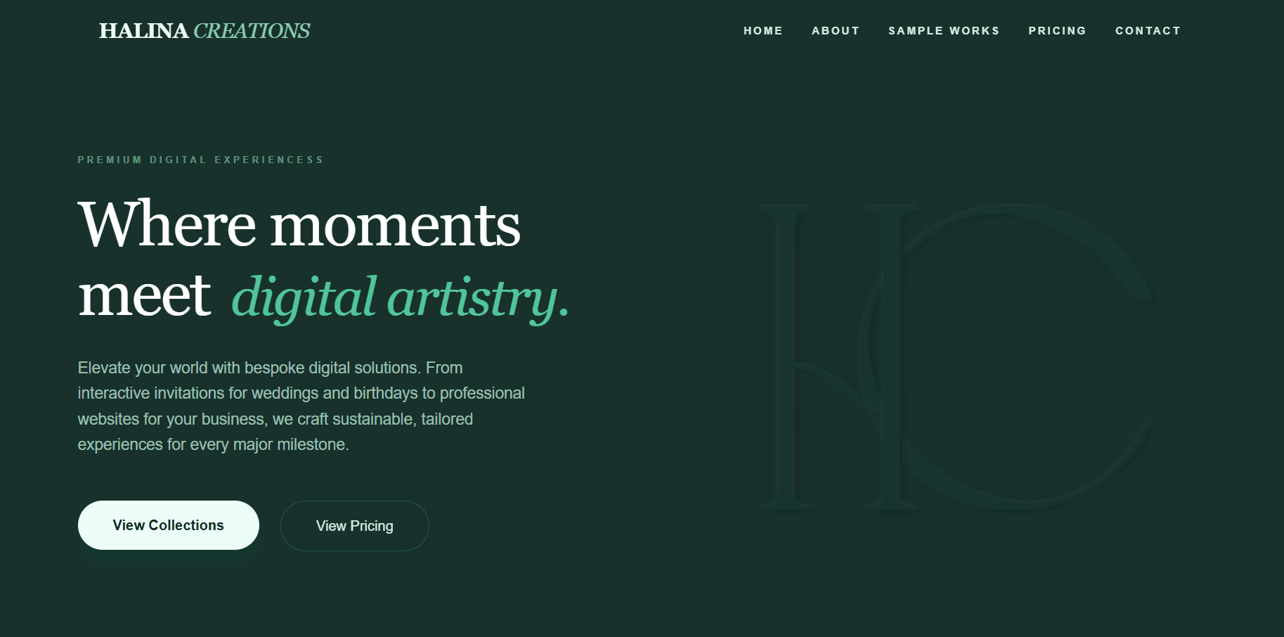 Halina Creations Website Invitation